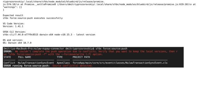 Salesforce: sfdx force:source:push command failed. Source conflict(s) detected смотреть онлайн