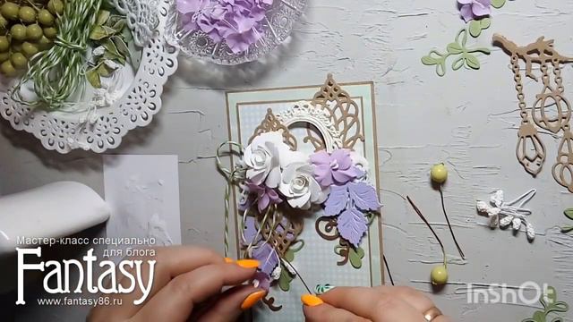 #dies_Fantasy Процесс создания цветочной открытки Step by step tutorial card смотреть онлайн