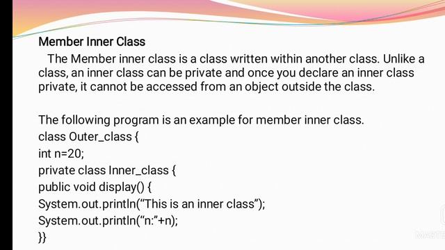 NESTED CLASSES IN JAVA смотреть онлайн
