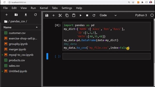 Python Pandas DataFrame to creating csv file and using MySQL sample table to csv by using to_csv() смотреть онлайн