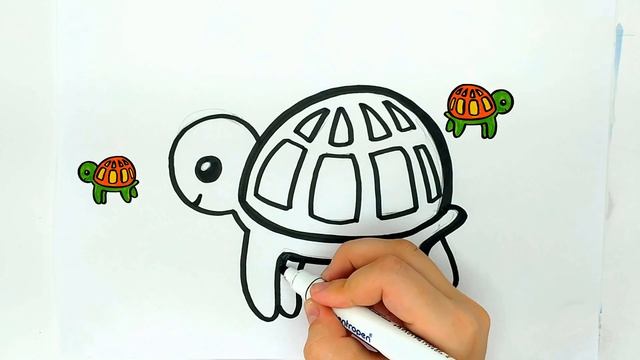 Как нарисовать черепаху / Рисунки и раскраски малышам / Мультик раскраска для детей смотреть онлайн