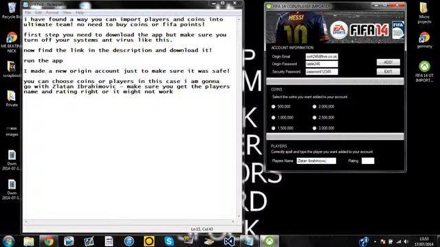 FIFA 14 UT COIN/PLAYER IMPORTER FREE DOWNLOAD смотреть онлайн