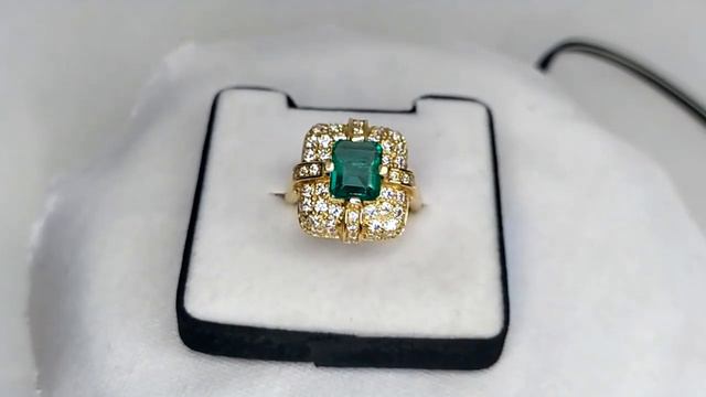 Кольцо желтое золото 585 проба природный изумруд муассаниты 4,19кт арт 743 смотреть онлайн