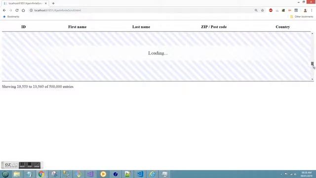 Infinite Scrolling Using JQuery, Ajax for 500,000 dummy data смотреть онлайн