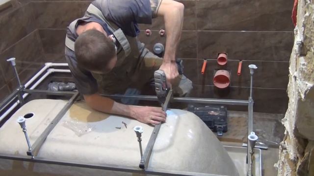 Установка ванны на металлическом каркасе!!! смотреть онлайн