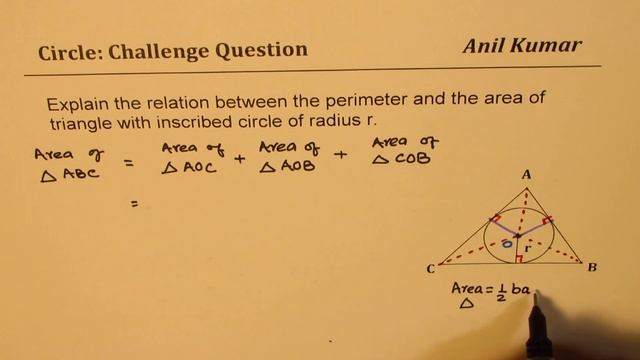Derive Relation Area of Triangle is half Perimeter times Radius Inscribed Circle смотреть онлайн