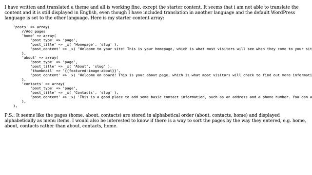 Wordpress: Theme starter content translation is not working смотреть онлайн