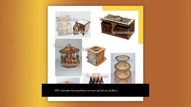 190+ decorative boxes pack laser cut vector dxf cdr cnc 3d files pantograph cnc router - Download смотреть онлайн