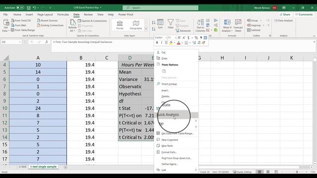 CH8 Excel Practice with a t test смотреть онлайн