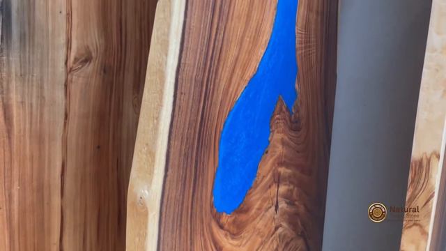 NTS1355 - 3.5m long huge live edge dining table with blue resin filled смотреть онлайн