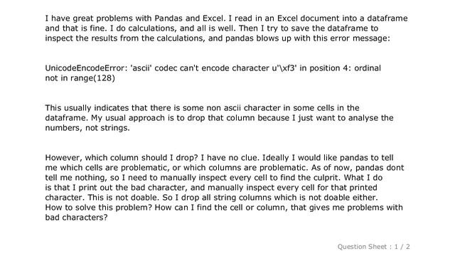 Pandas : Pandas: ascii codec cant encode character in position ordinal not in range - which cell? смотреть онлайн