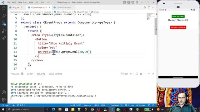 Passing Event as Props to Class Component in React Native Typescript #11 | Dr Vipin Classes смотреть онлайн