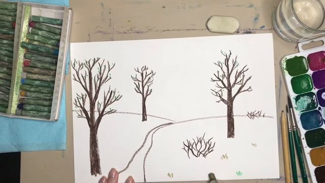 Весенний пейзаж. Как нарисовать весенний пейзаж с детьми? Рисование для дошкольников.