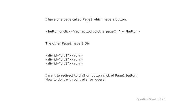 HTML : How to redirect to another page and specific div on button click in mvc смотреть онлайн