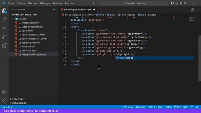 Tutoriel BOOTSTRAP 5 - 10 - Les classes utilitaires : background color смотреть онлайн