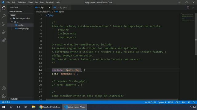 PHP 8 #060 UTILIZAÇÃO DO REQUIRE E DIFERENÇA RELATIVAMENTE AO INCLUDE смотреть онлайн