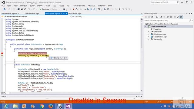 How to Store Datatable In Session and retrieve from Session? смотреть онлайн