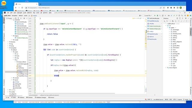 Интернет магазин с нуля на php Выпуск №146 | Пользовательская часть | JavaScript валидатор телефоно смотреть онлайн