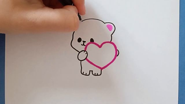 Как нарисовать медвежонка с сердечком смотреть онлайн