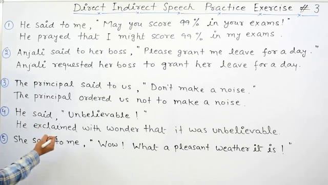 Direct and Indirect Speech Practice Exercise 3 | Optative, Exclamatory & Imperative Sentences смотреть онлайн