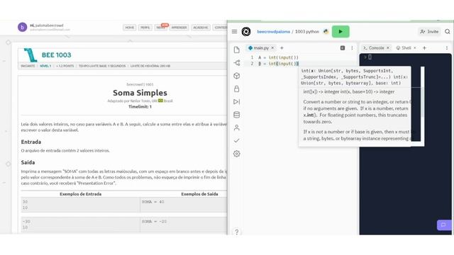 Beecrowd - URI - 1003 - Soma Simples - Linguagem Python смотреть онлайн