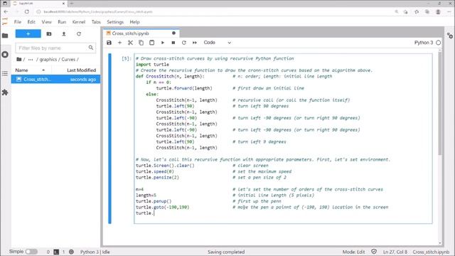 Lec_32: Draw a cross-stitch curves with a single pen| Recursive Python/Turtle Function смотреть онлайн