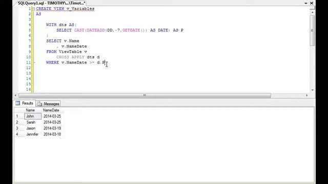 TSQL: View Error Using Variables - Incorrect Syntax Near 'DECLARE' (Hackaround) смотреть онлайн