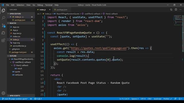 Post Random Quote to Facebook Page with A Button | React Tutorial - Graph API смотреть онлайн
