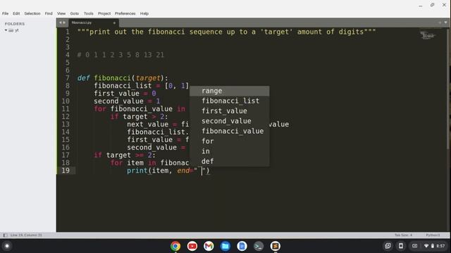 Fibonacci in Python 3 смотреть онлайн