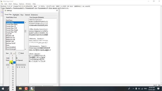 how to increase a font size in python .IDLE | python me font size kese increase kare. смотреть онлайн