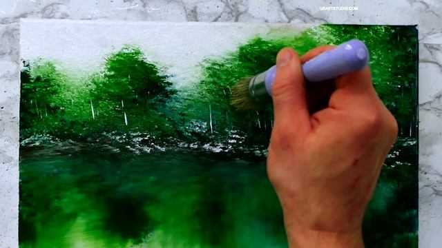 Summer Pond | Landscape Art | Oval Brush Painting Technique смотреть онлайн