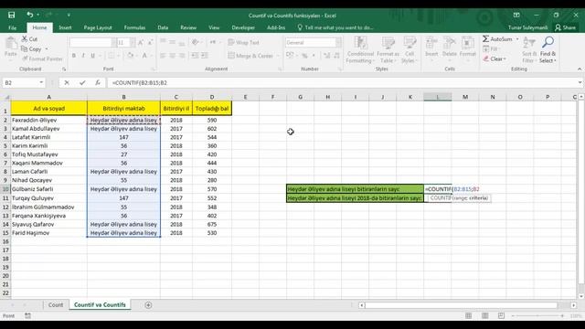 Countif və Countifs funksiyaları - Excel dərsləri #29 смотреть онлайн