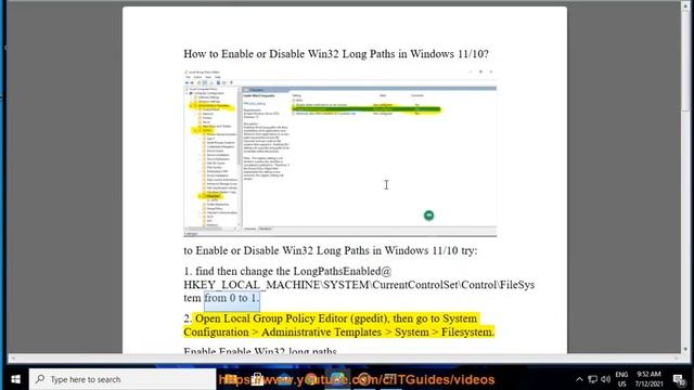 Enable/Disable Win32 Long Paths in Windows 11/10 смотреть онлайн