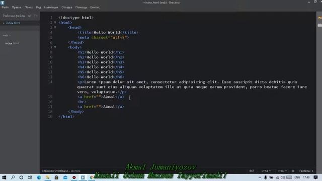 WEB SAYT OCHISH [] HTMLDA SAYT YARATISH 1-DARS [] AKMAL JUMANIYOZOV смотреть онлайн