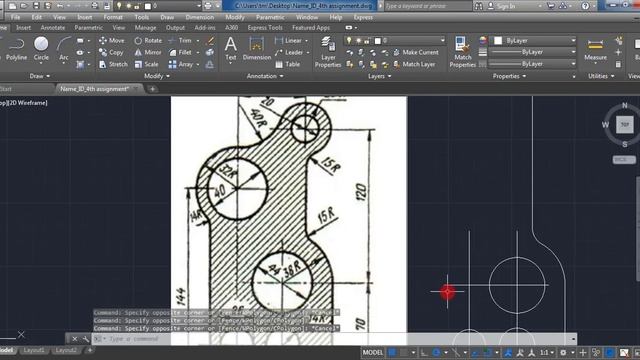 Ex_23-A AutoCAD 2019 Drawing Tutorial for Beginners Using Basic Commands смотреть онлайн