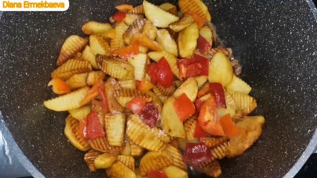 Сочная печень с картошкой. Қуырдақ. Қазақша рецепт