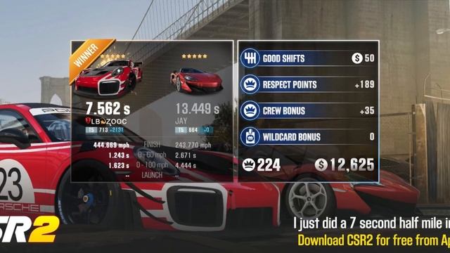 【CSR2】911 GT2 RS Clubsport (991), Shift & Tune For 7.56x