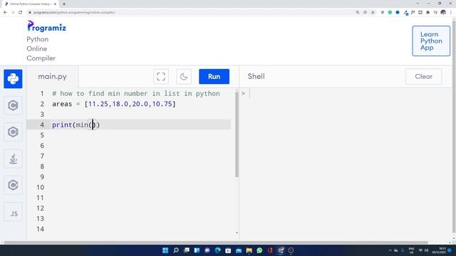 how to find min number in list in python смотреть онлайн