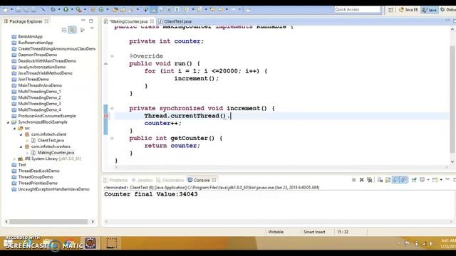 Java Multithreading synchronized block example смотреть онлайн