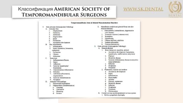 Классификация внутрисуставных нарушений ВНЧС смотреть онлайн