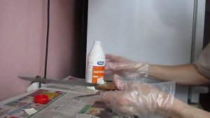 Ремонт рукояти ножа с помощью хлориновой ткани