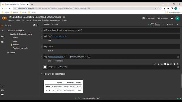 15 - Python Medidas de tendencia central: mediana (solución ejercicio) смотреть онлайн
