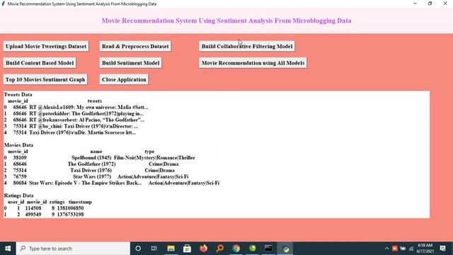 MOVIE RECOMMENDATION SYSTEM USING SENTIMENT ANALYSIS FROM MICROBLOGGING ||PYTHON ||2021 смотреть онлайн