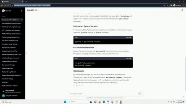 pip install requests syntaxerror invalid syntax