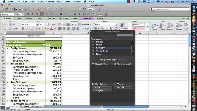 Excel 2011 for Mac Pivot Tables Step 2 смотреть онлайн