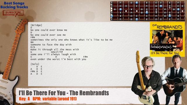 🎸 I'll Be There For You - The Rembrandts (Friends Theme) Guitar Backing Track with chords and lyric смотреть онлайн