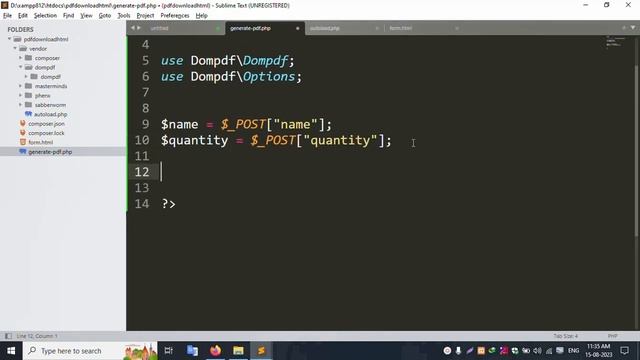 How to Generate PDF from HTML Form Submission | HTML | PHP | DomPDF смотреть онлайн