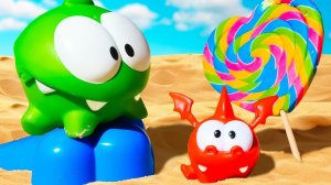 Ам Ням преодолевает препятствия! Развивающее видео про игрушки Om Nom