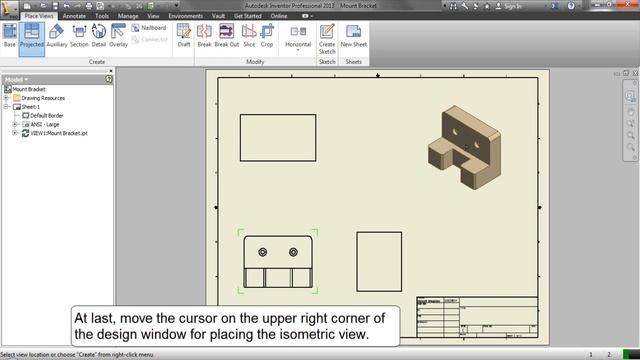 Creating a Base View and Projected View (Autodesk Inventor) смотреть онлайн