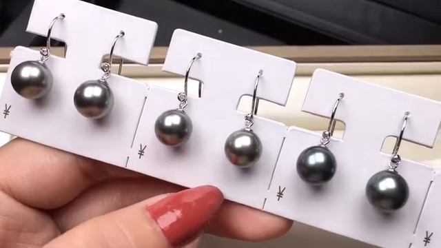 9-10mm Black Tahitian Pearl Classic Earring w/ 18k Gold - AAAA смотреть онлайн